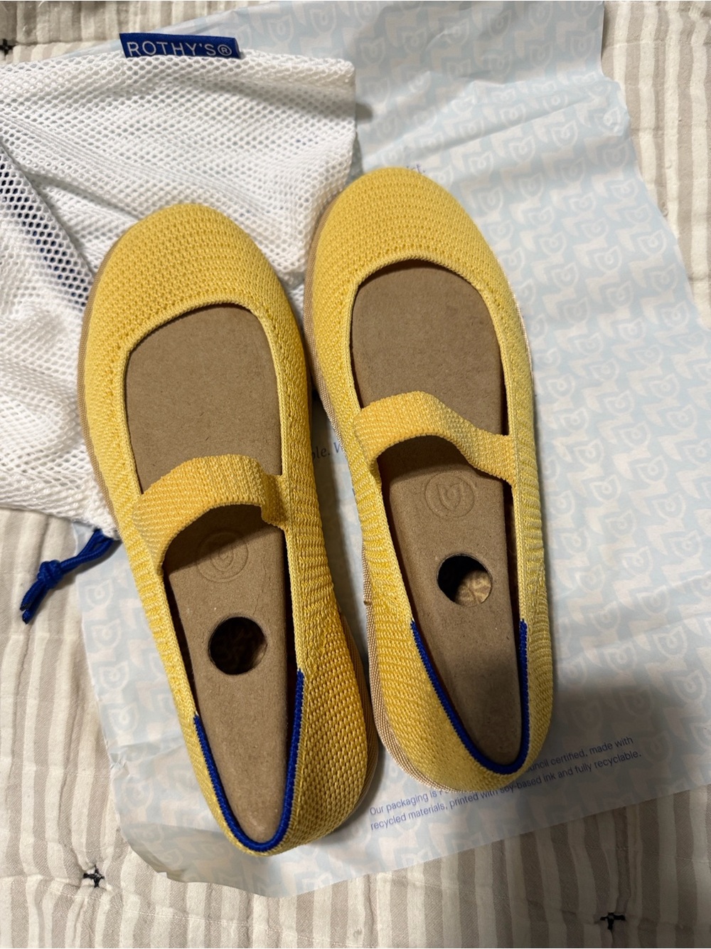 Rothy's Yellow Knit Mary Jane Flats